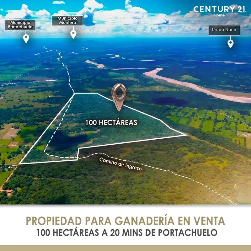 Terreno en venta a 18 km de Portachuelo, camino a San Joaquín