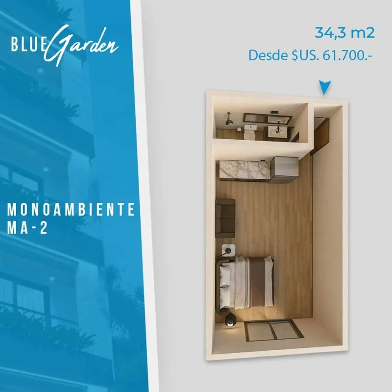 Monoambiente en preventa en el edificio Blue Garden, Zona Norte: foto 6 de 6