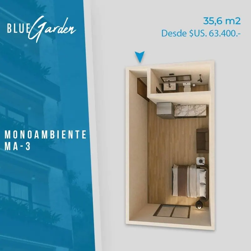 Monoambiente en preventa en la Zona Norte, edificio Blue Garden: foto 6 de 6