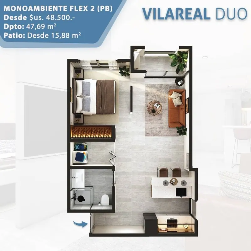 Monoambiente en preventa en el condominio Vilareal Duo, Zona Norte: foto 10 de 10