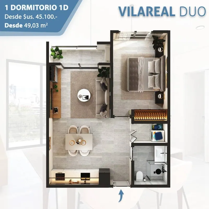 Departamento de 1 dormitorio en preventa en el condominio Vilareal Duo: foto 10 de 10