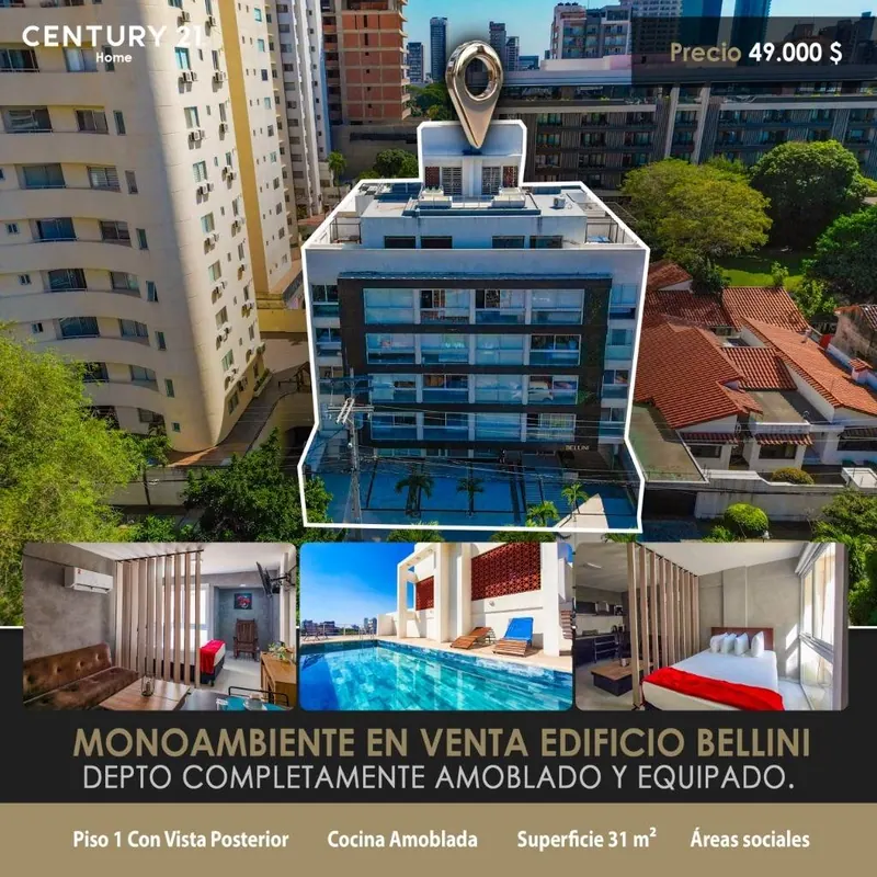 Monoambiente amoblado en venta en Equipetrol, edificio Bellini: foto 2 de 14
