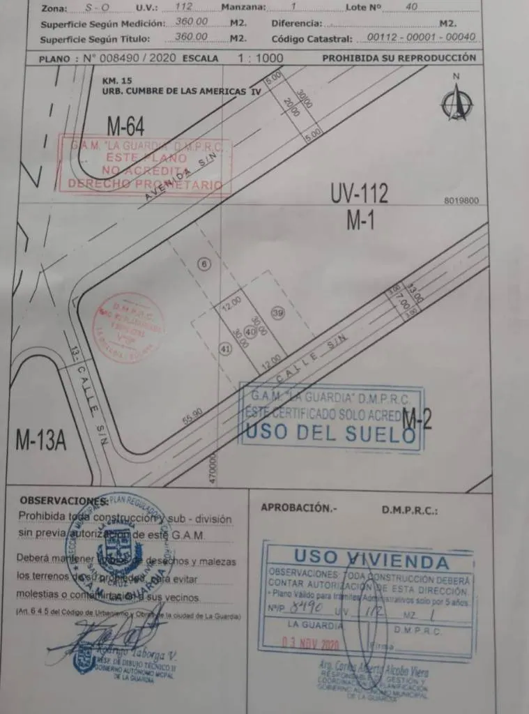 Terreno de 360 m² en venta en La Guardia, Km 15: foto 3 de 4