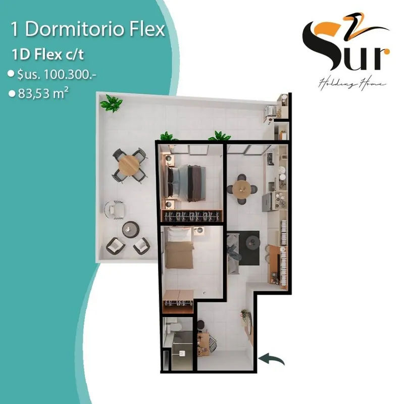 Departamento de 1 dormitorio en preventa en el edificio HH Sur 2: foto 10 de 10