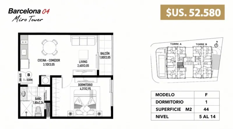 Departamento de 1 dormitorio en venta en la Zona Norte: foto 3 de 12