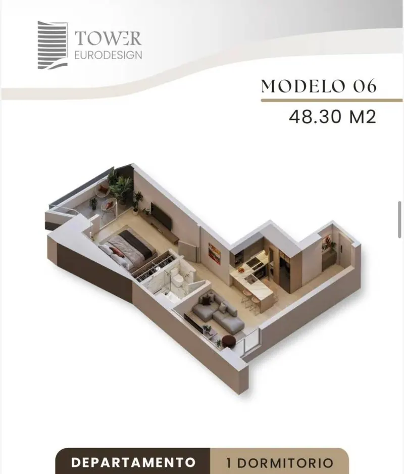 Departamento de 1 dormitorio en venta en Eurodesign Tower: foto 9 de 9