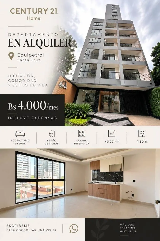 Departamento de 1 dormitorio en alquiler en Equipetrol, Royal One: foto 2 de 14