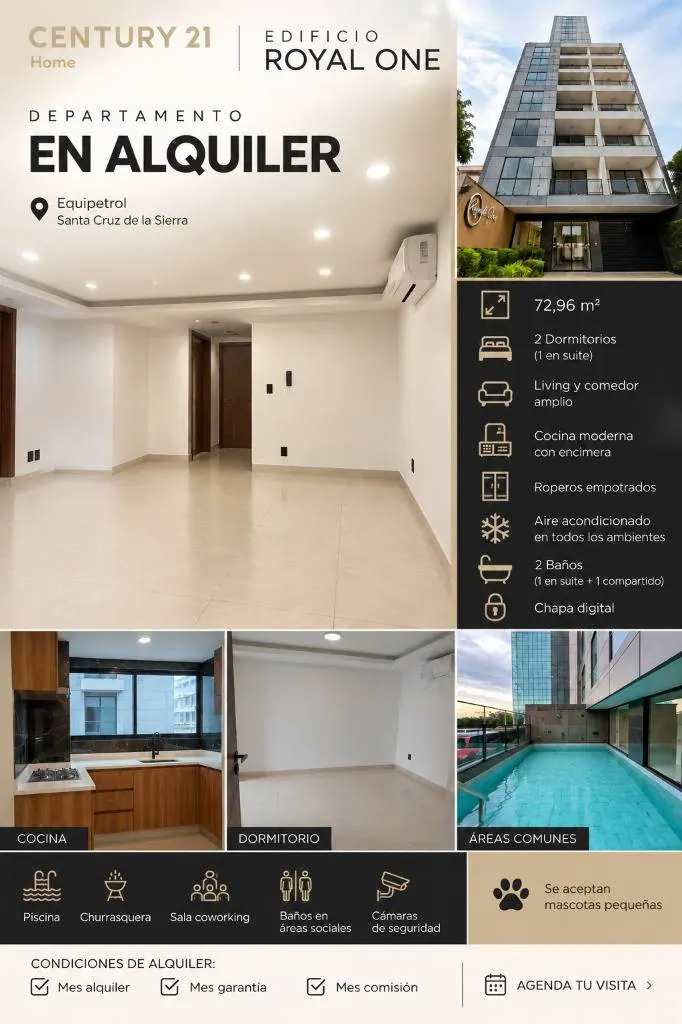 Departamento de 2 dormitorios en alquiler en Equipetrol: foto 2 de 17