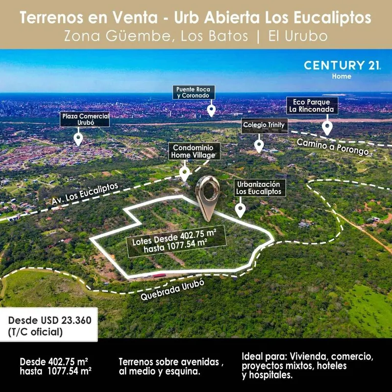 Terreno de 578,40 m² en venta en el Urubó, Los Eucaliptos: foto 2 de 12