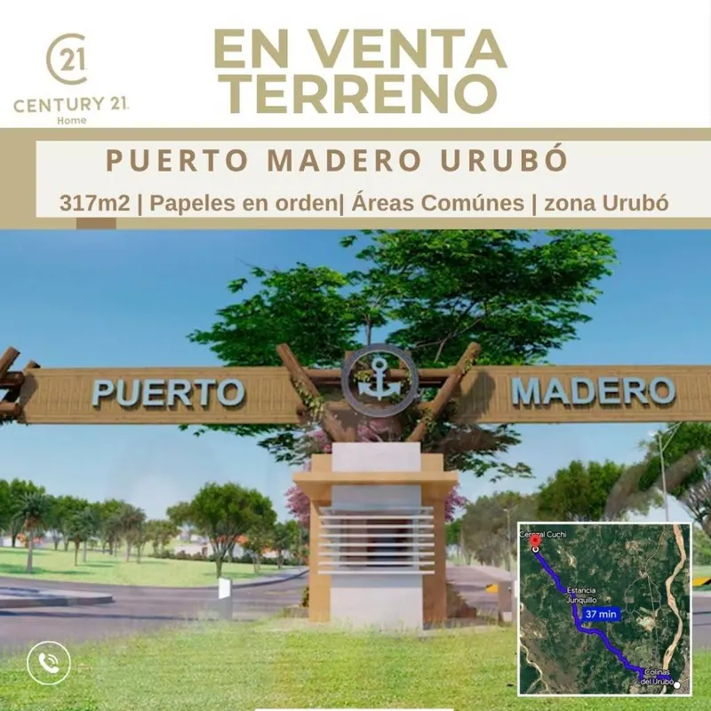 Terreno de 317,43 m² en venta en el Urubó, Puerto Madero: foto 1 de 1