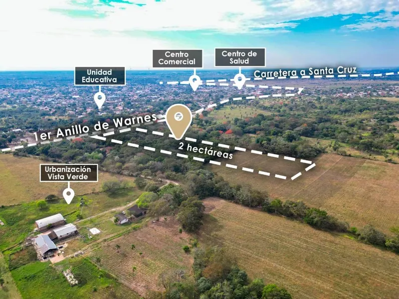 Terreno de 2 ha en venta en Warnes, sobre el 1er anillo: foto 1 de 3