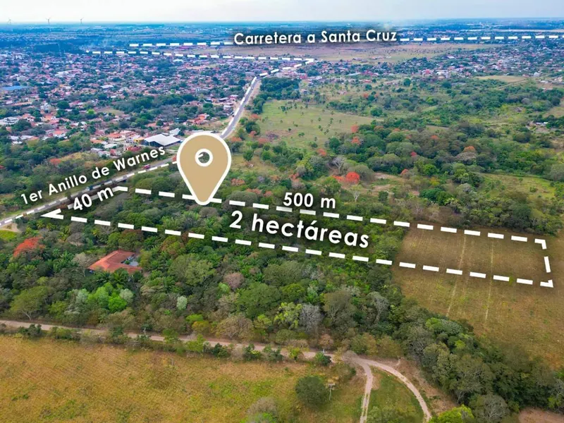 Terreno de 2 ha en venta en Warnes, sobre el 1er anillo: foto 2 de 3