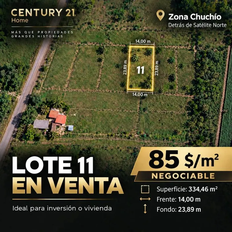 Terreno de 334,7 m² en venta en Warnes, Chuchio: foto 1 de 4