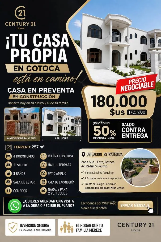 Casa en preventa de 4 dormitorios en venta en Cotoca: foto 2 de 4