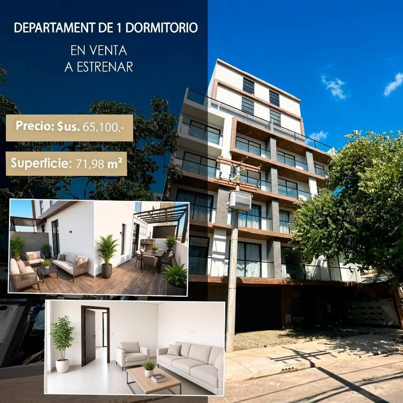 Departamento de 1 dormitorio con terraza en venta en Equipetrol: foto 2 de 13