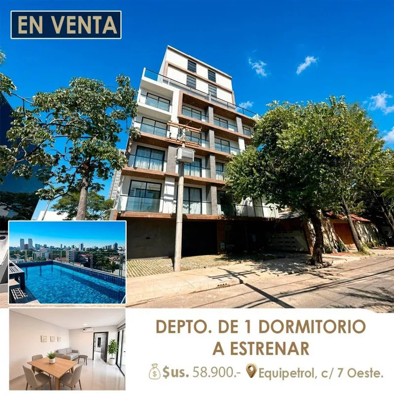 Departamento de 1 dormitorio en venta en Equipetrol, Aura Concept: foto 2 de 11