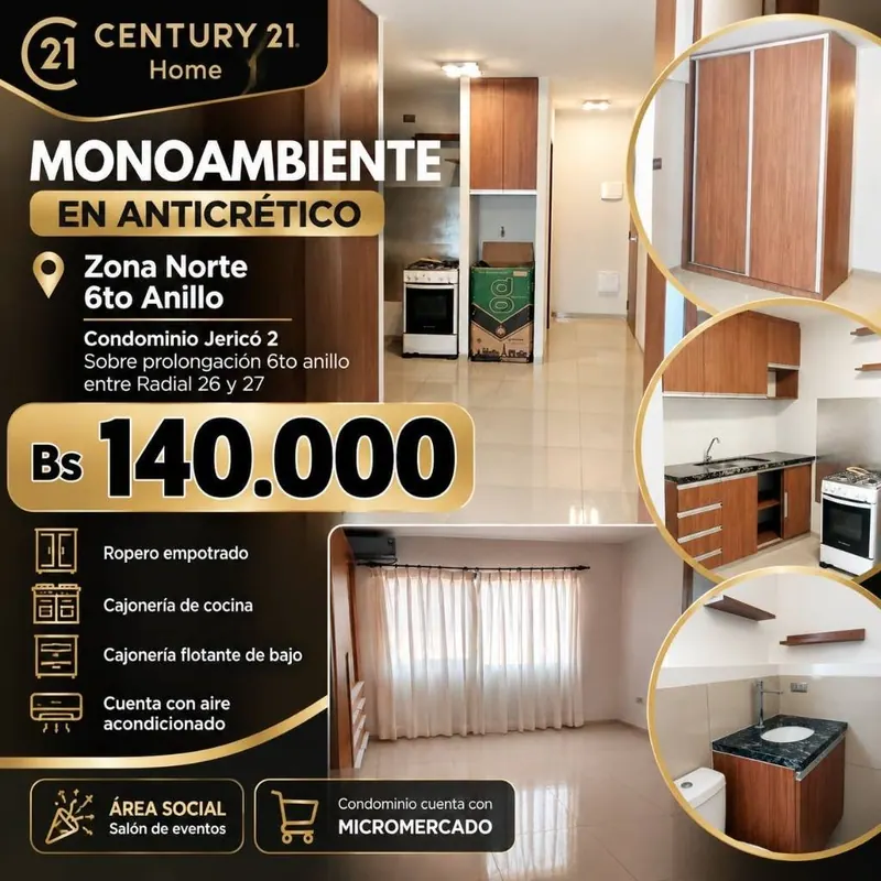 Studio apartment for anticrético in the Jericó 2 gated community