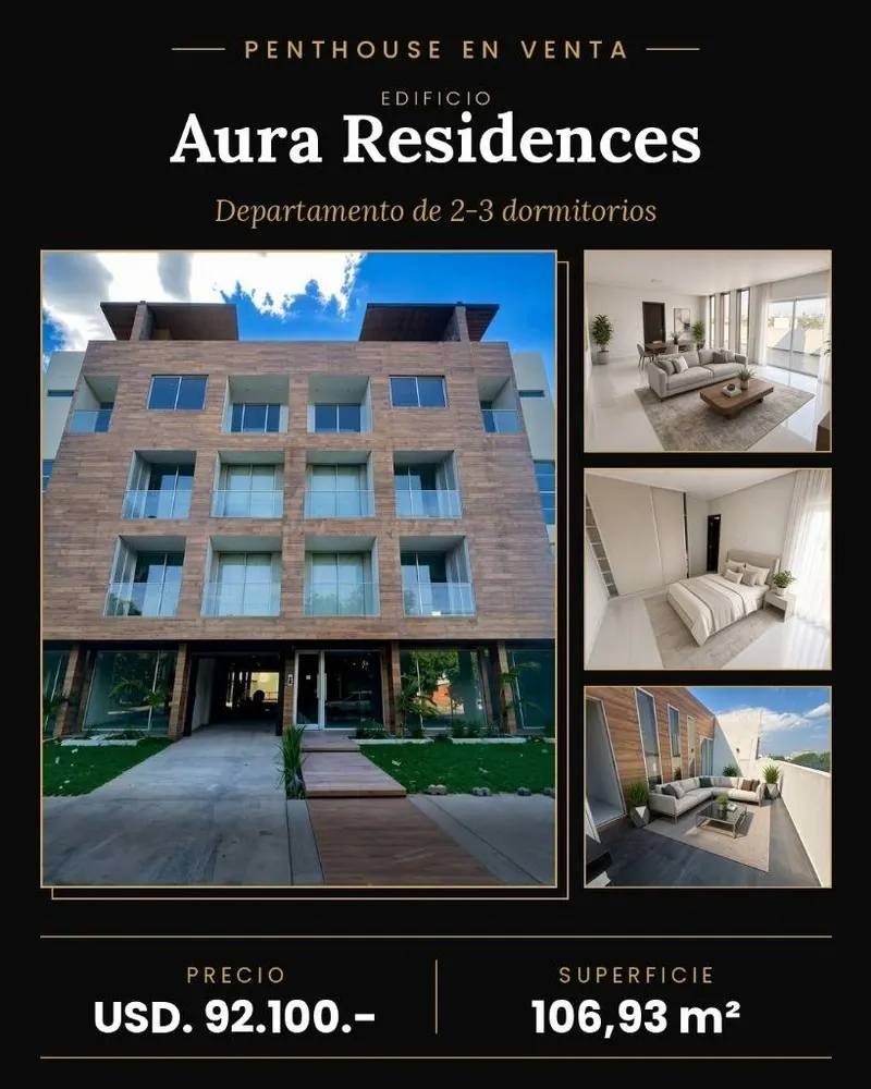 Penthouse de 3 dormitorios en venta en Aura Residences, Equipetrol: foto 2 de 12