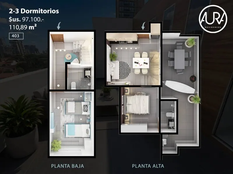 Penthouse de 3 dormitorios en venta en Aura Residences, Equipetrol: foto 6 de 12