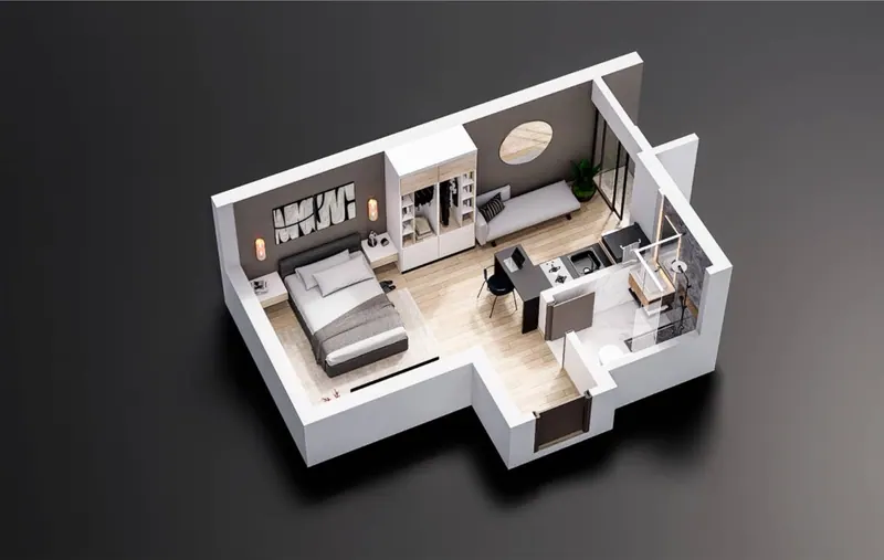 Studio apartment for sale, pre-construction, in the Tribu Urbana gated: foto 15 de 16