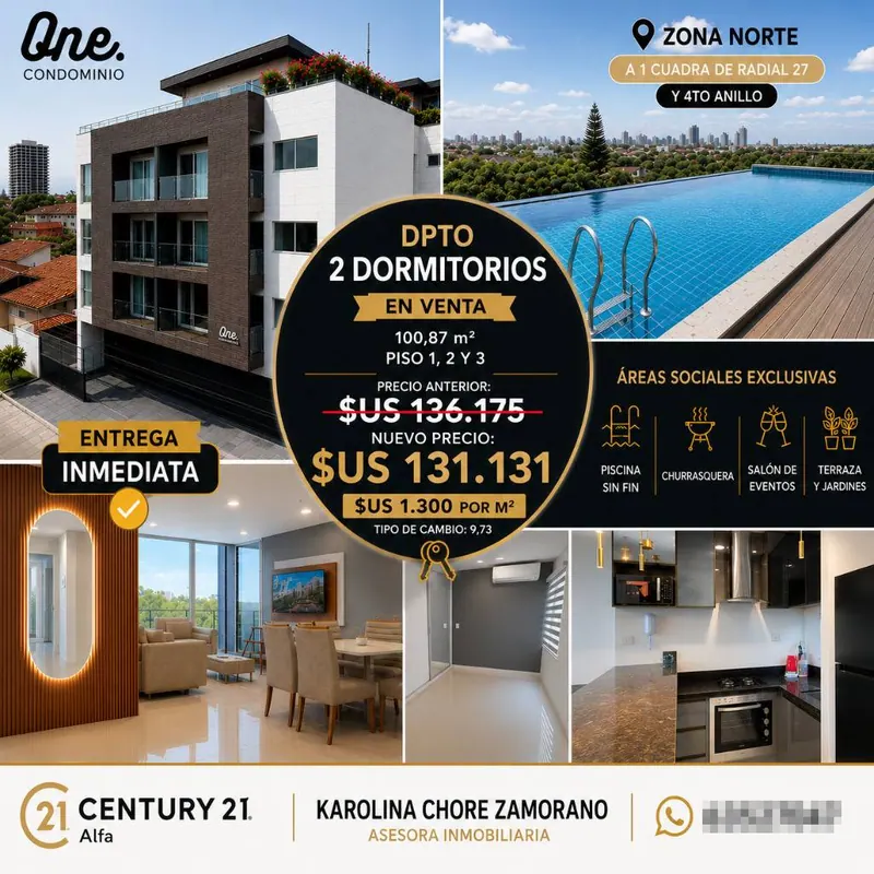 Departamento de 2 dormitorios en venta en el condominio One: foto 2 de 11