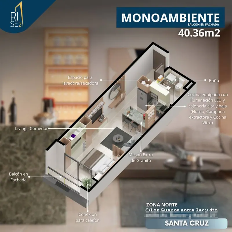 Monoambiente en preventa en el edificio Rise 2, Zona Norte: foto 6 de 12