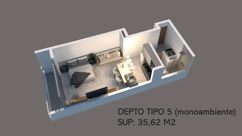 Monoambiente de 35,62 m² en venta en Lofty Island, Equipetrol: foto 2 de 14