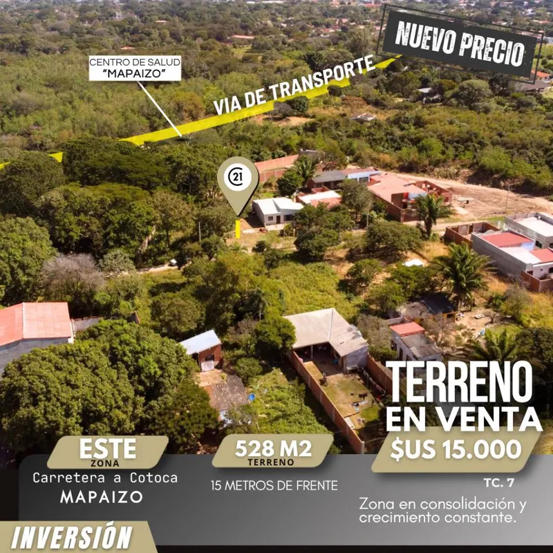Terreno de 528,10 m² en venta en la carretera a Cotoca, Mapaizo: foto 1 de 3