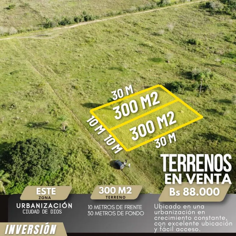 Terreno de 300 m² en venta en la Urbanización Ciudad de Dios, Cotoca: foto 3 de 5