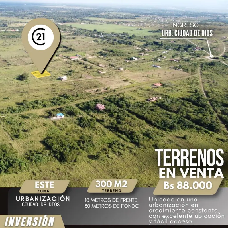 Terreno de 300 m² en venta en la Urbanización Ciudad de Dios, Cotoca: foto 4 de 5