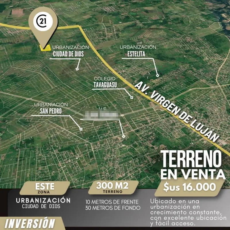300 m² lots for sale in Ciudad de Dios development, Cotoca: foto 1 de 3