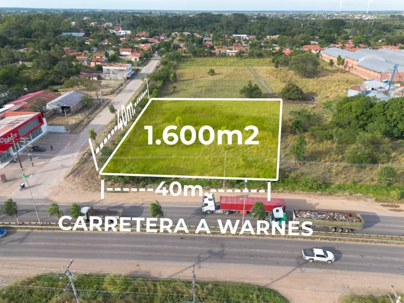 Terreno comercial de 1.600 m² en alquiler sobre la carretera a Warnes: foto 2 de 3