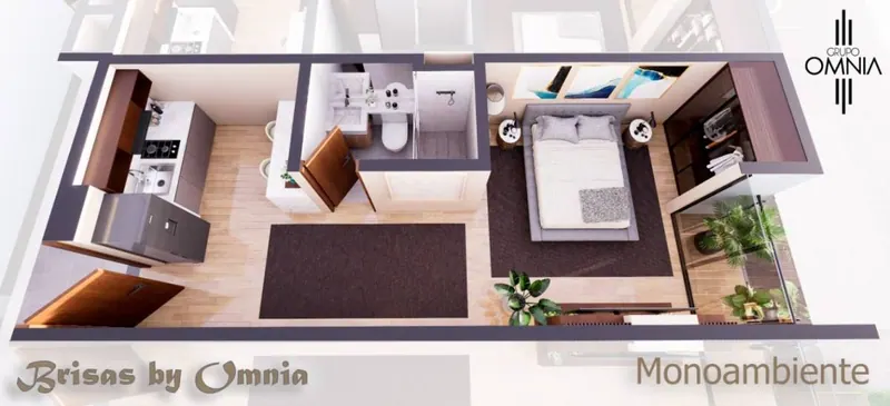 Monoambiente de 30,33 m² en preventa en Brisas by Omnia, Zona Norte: foto 3 de 4