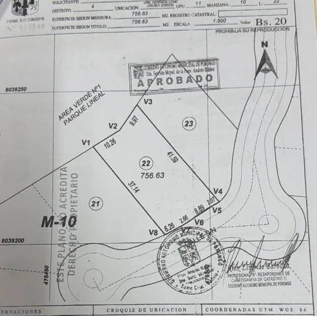 Terreno de 756,68 m² en venta en el condominio Urubó Green: foto 5 de 6