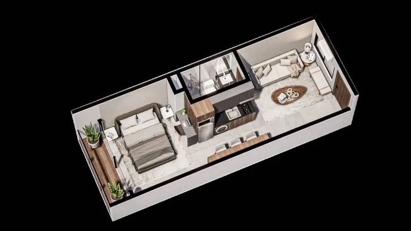 Brand-new studio apartment for sale in Essenzia, North Zone: foto 2 de 11