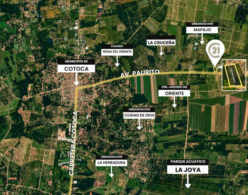 58,409 m² lot for sale on the Cotoca-Paurito highway: foto 2 de 3