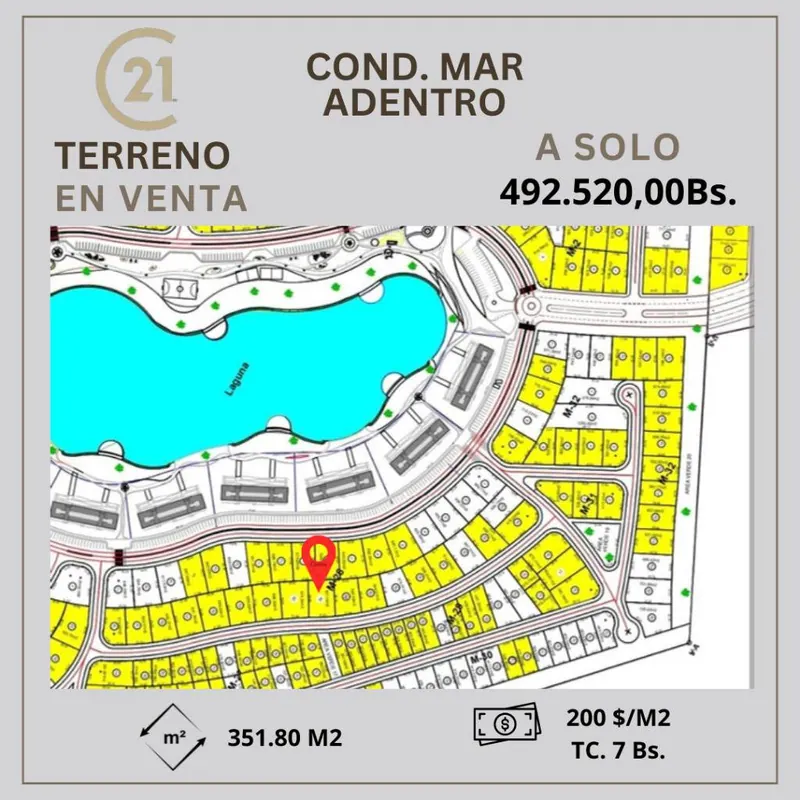 Terreno de 351,80 m² en venta en el condominio Mar Adentro, Urubó: foto 3 de 3