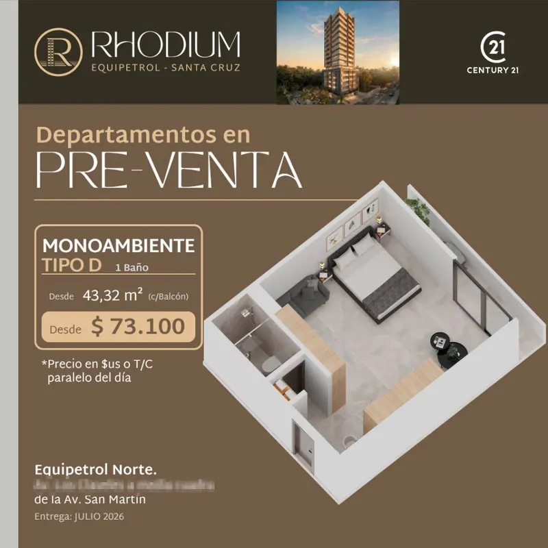 Studio for pre-construction sale in the Rhodium building, Equipetrol: foto 2 de 9