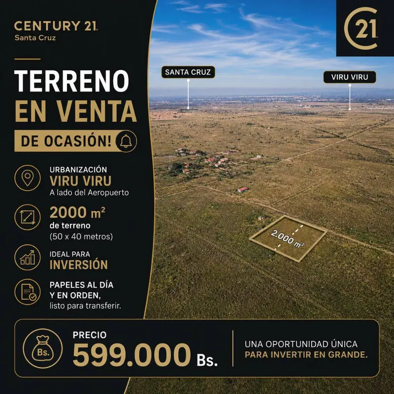 Terreno de 2.000 m² en venta en la urbanización Viru Viru: foto 1 de 2
