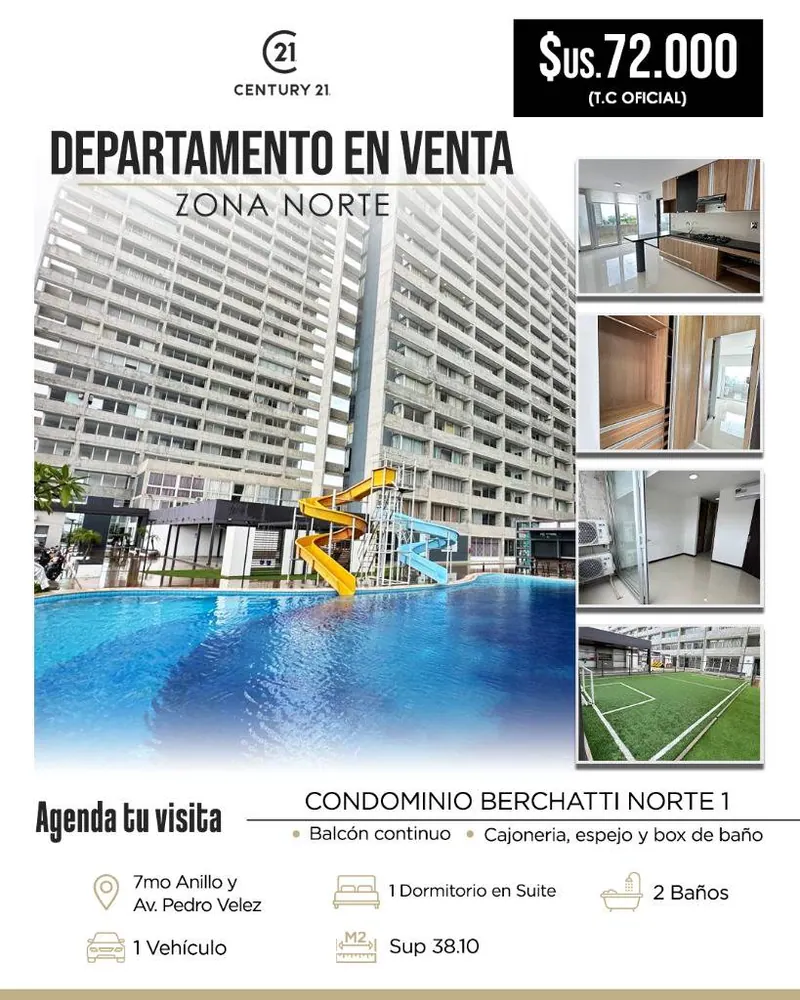Departamento de 1 dormitorio en venta en Berchatti Norte 1, Zona Norte: foto 2 de 13