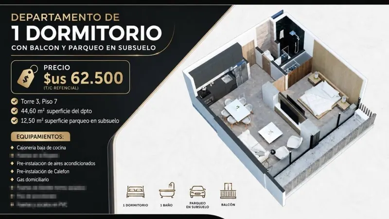 Departamento de 1 dormitorio en venta en Berchatti Norte 2, Zona Norte: foto 2 de 6