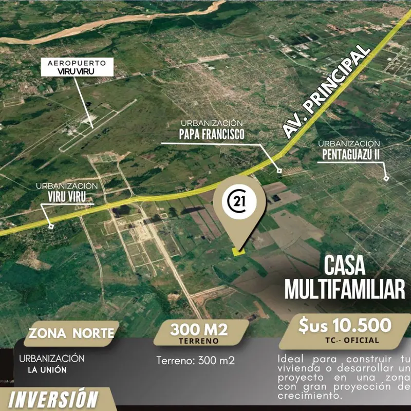 Terreno de 300 m² en venta en la urbanización La Unión, Warnes: foto 1 de 1