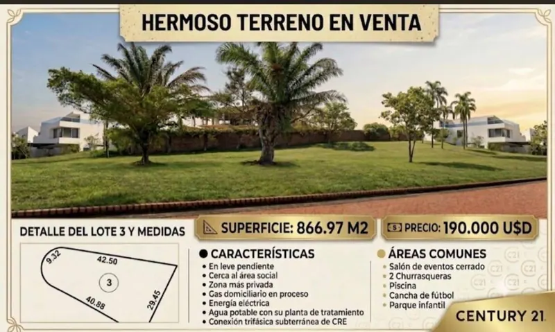 Terreno de 866,97 m² en venta en La Floresta del Urubó: foto 2 de 13