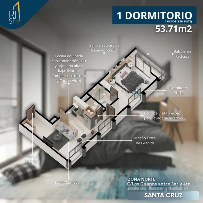 Departamento de 1 dormitorio en preventa en el edificio Rise 2: foto 6 de 11