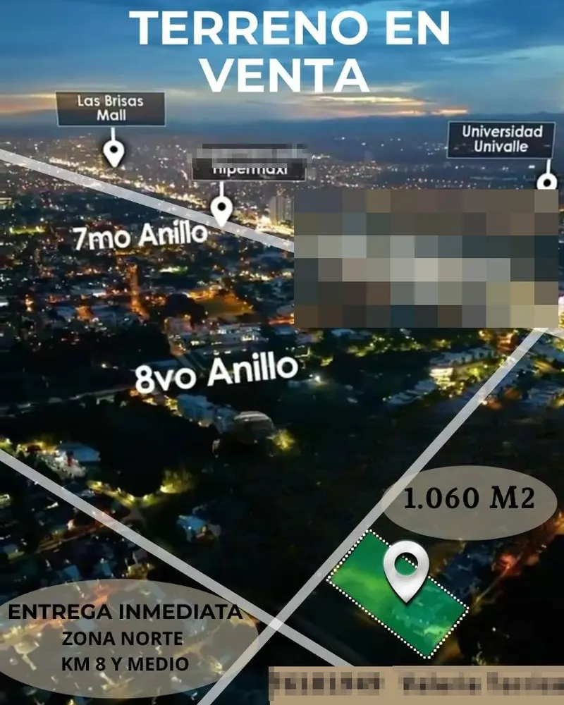 Terreno de 1.060 m² en venta en 8vo anillo y Av. Banzer, Zona Norte: foto 2 de 5