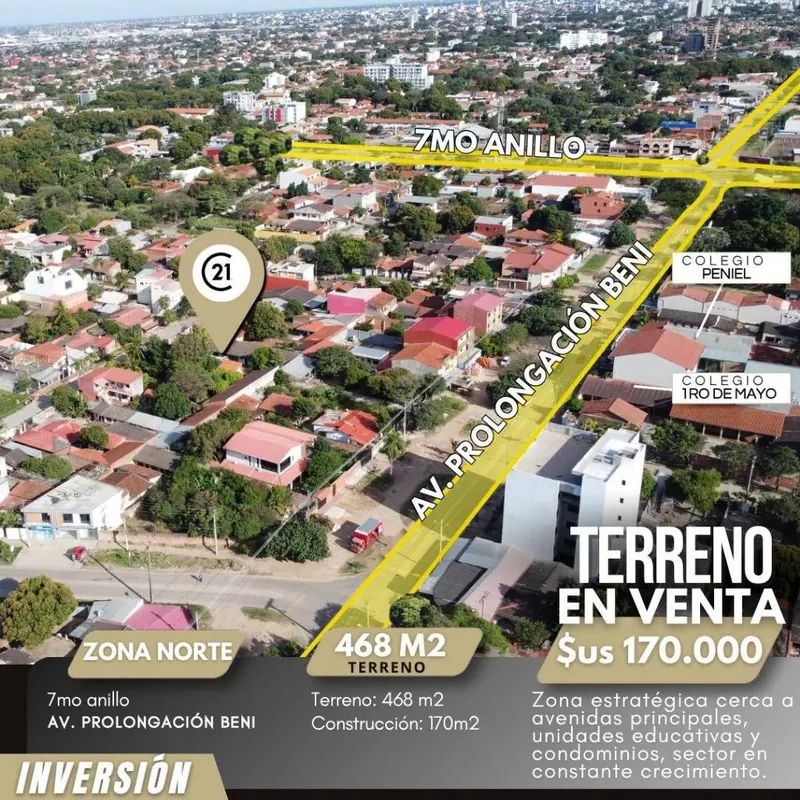 Terreno de 468 m² en venta en la Zona Norte, Av. Beni y 7mo anillo: foto 4 de 7