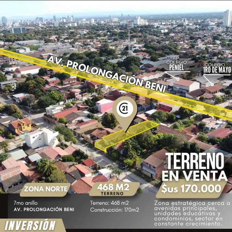 Terreno de 468 m² en venta en la Zona Norte, Av. Beni y 7mo anillo: foto 5 de 7