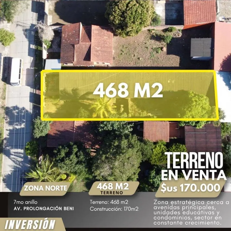 Terreno de 468 m² en venta en la Zona Norte, Av. Beni y 7mo anillo: foto 6 de 7