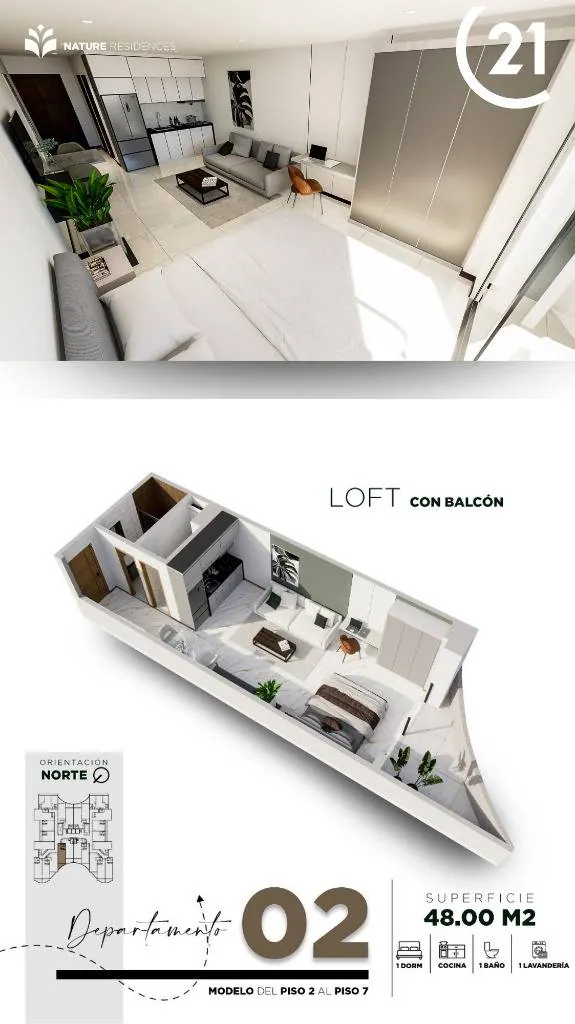 Loft de 48 m² a estrenar en venta en la Zona Norte, av. Banzer: foto 2 de 14
