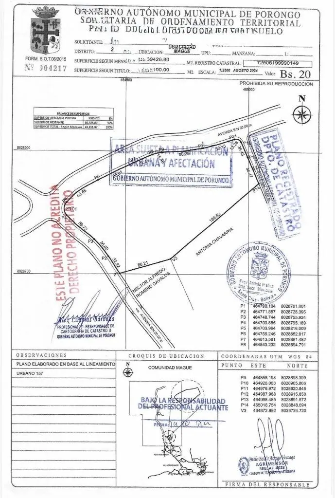 3.9-hectare lot for sale in Urubó, El Mague area: foto 1 de 1